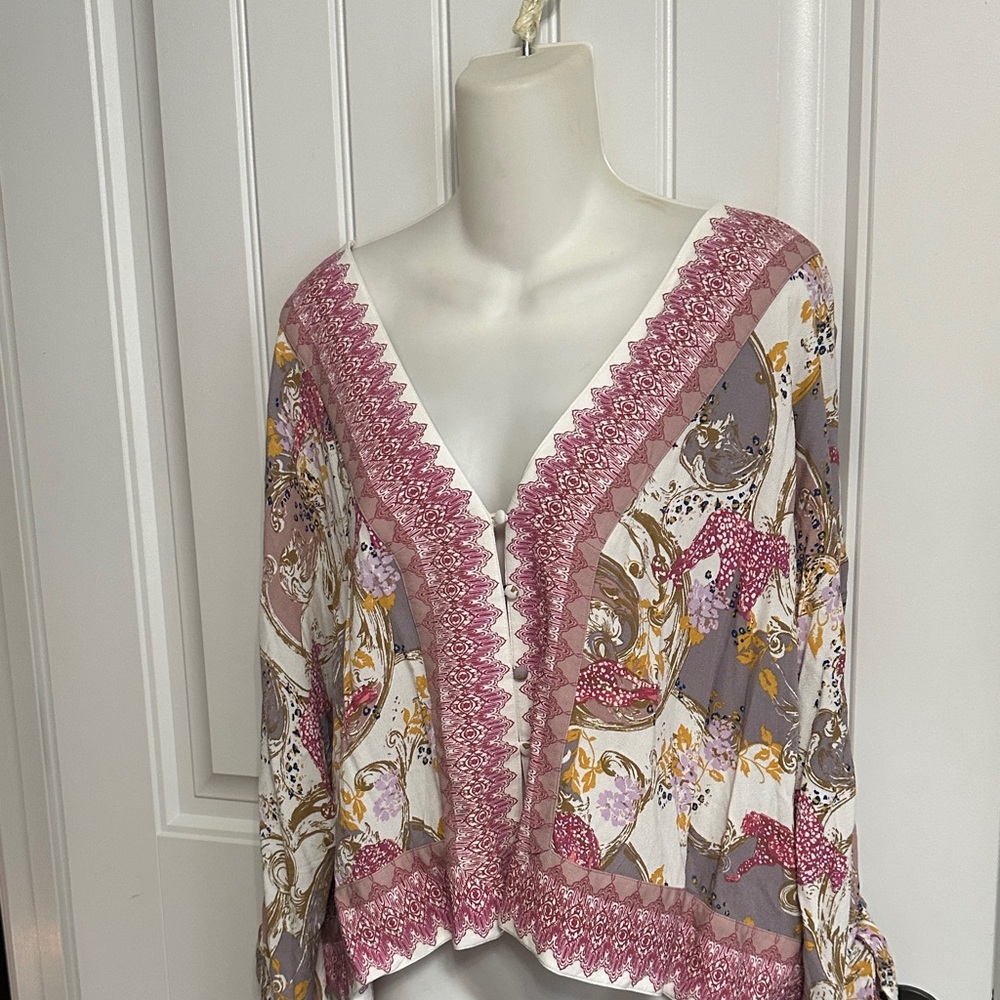Nwots Free People Button Cropped Jacket Large